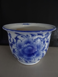 Bloempot blauw/wit - VERKOCHT