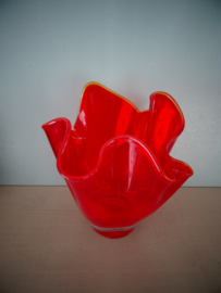 Vintage zakdoek vaas - rood - glas