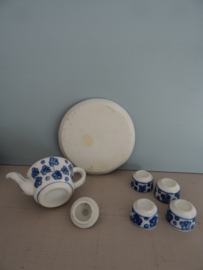 Miniatuur serviesje - blauw/wit