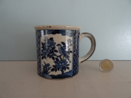 Mok - spikkel - blauw wit bruin - VERKOCHT