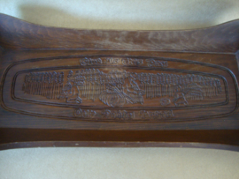 Oud houten dienblad met tekst "Give us this day our daily bread" - VERKOCHT