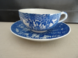 Kop en schotels - Chinees - Eierschaal porselein - blauw/wit - VERKOCHT