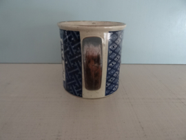 Mok - spikkel - blauw wit bruin - VERKOCHT