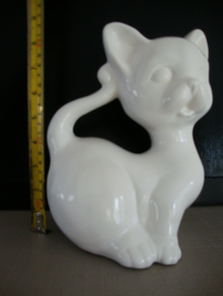 Vintage beeld poes - kat - wit - VERKOCHT