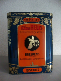 Oud blik trommel Van Melle - vogels - VERKOCHT