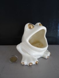 Bloempotje - kikker vintage - wit/goud - VERKOCHT