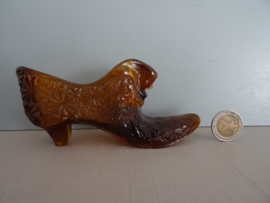 Vintage glazen schoentje - amber - VERKOCHT