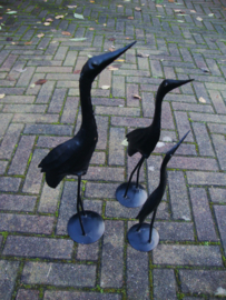 Vintage metalen vogels - kraanvogels - set van 3 - VERKOCHT