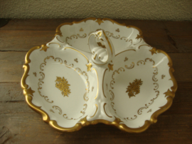 Schaal 3-vaks - goud/wit - Fine China - Germany - VERKOCHT