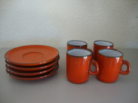Kop en schotels - oranje - VERKOCHT