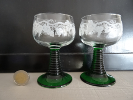 Roemer wijnglazen - klein model - gravering - VERKOCHT