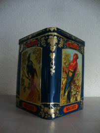 Oud blik trommel Van Melle - vogels - VERKOCHT