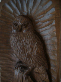 Schilderij hout uil - VERKOCHT