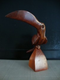 Houten beeldje Toekan - vogel - VERKOCHT