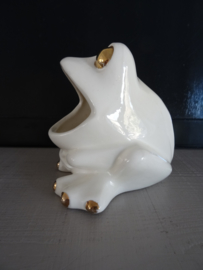 Bloempotje - kikker vintage - wit/goud - VERKOCHT