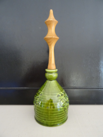 Tafelbel - groen aardewerk met hout - VERKOCHT