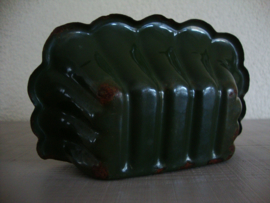 Antiek emaille zeepbakje - donkergroen - VERKOCHT