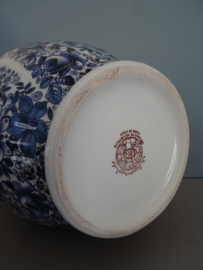 Dekselpot - vaas - blauw/wit - Italiaans - vlinders en bloem - VERKOCHT
