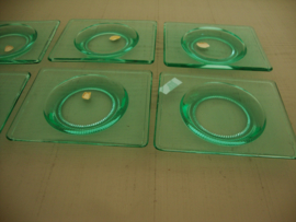 Vintage glazen schaaltjes - bonbonschaaltjes - groen glas - VERKOCHT