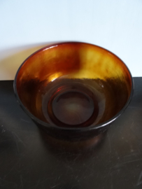 Vintage schaal - glas - oker - VERKOCHT