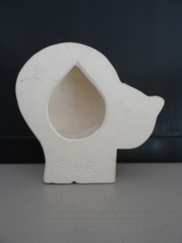 Vintage beeld - poes - kat - wanddecoratie - wit - VERKOCHT