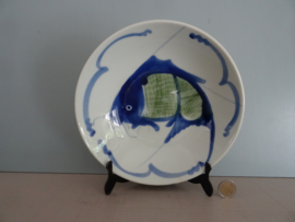 Bord Chinees - Koi Karper - blauw groen - VERKOCHT