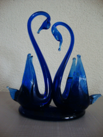 Zwaan zwanen blauw glas - VERKOCHT