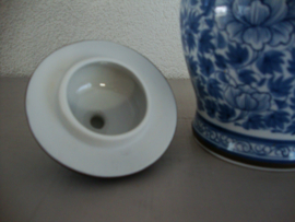 Dekselpot blauw wit - Thailand - bronzen strip - VERKOCHT