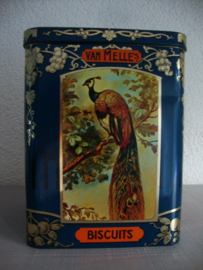 Oud blik trommel Van Melle - vogels - VERKOCHT