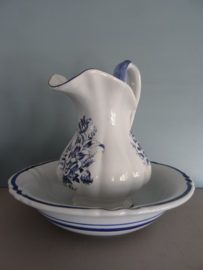 Lampetstel JL keramiek - blauw/wit  - bloemen - VERKOCHT