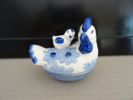 Schaaltje kip - blauw/wit - VERKOCHT