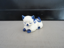 Beeldje - letterbakfiguurtje - poes - kat - Delfts blauw - VERKOCHT