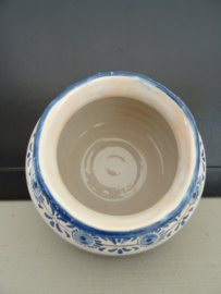Bloempotje blauw/wit - VERKOCHT