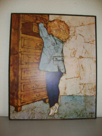 Vintage - brocante - prent op hardboard - VERKOCHT