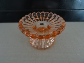 Vintage kandelaar - zalm - glas - VERKOCHT