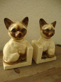 Vintage boekensteunen poes - VERKOCHT