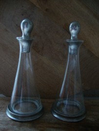 Glazen flesjes met tin - VERKOCHT