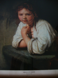 Schilderij-prent  Rembrandt 'Meisje in het venster' - VERKOCHT