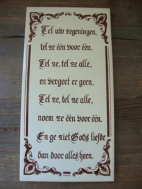 Tegel 'Tel uw zegeningen' - VERKOCHT