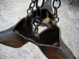 Hang olielamp - Jan de Graaf - bruin - keramiek - VERKOCHT