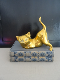 Beeldje poes - kat - koper of messing - VERKOCHT