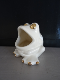Bloempotje - kikker vintage - wit/goud - VERKOCHT