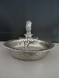 Tinnen schaaltje met kurkstop - flesschaal - wijnschaal - VERKOCHT