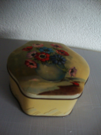 Oud Engels blik trommel bloemen - Container- made in England - VERKOCHT