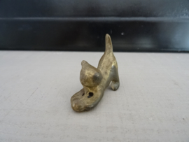 Miniatuur beeldje poes - kat - letterbakfiguurtje - koper - VERKOCHT