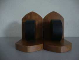 Vintage houten boekensteunen - Art deco - VERKOCHT