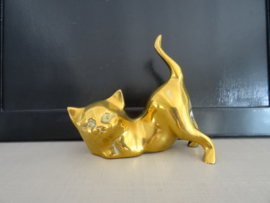 Beeldje poes - kat - koper of messing - VERKOCHT
