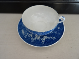 Kop en schotels - Chinees - Eierschaal porselein - blauw/wit - VERKOCHT