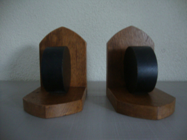 Vintage houten boekensteunen - Art deco - VERKOCHT