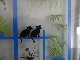 Raamhanger - katten - Coos Storm - glas in lood - VERKOCHT
